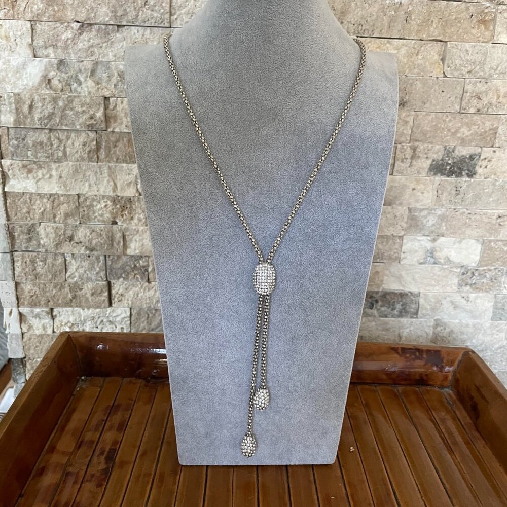 Chico's "Ann" Silvertone Long Y Lariat Necklace - Mint condition